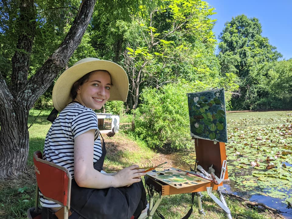 Anna Mor painting waterlilies Anna Mor painting waterlilies